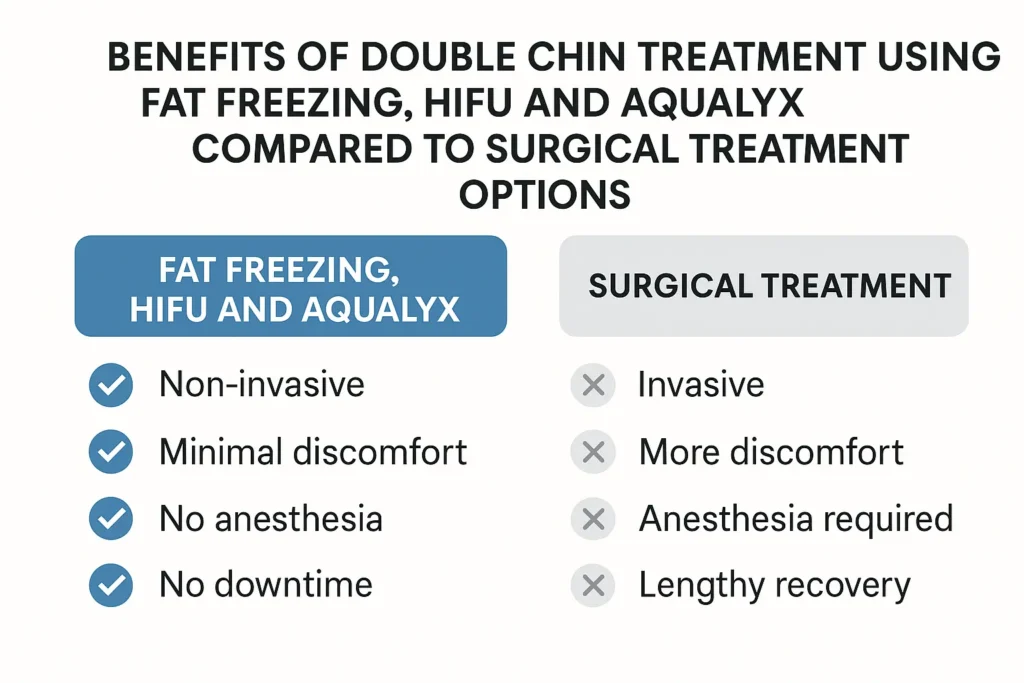 Graphic about the benefits of double chin treatment Walthamstow - from LA LIPO