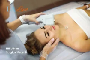 Woman having Hi-Fu to reduce wrinkles Walthamstow.