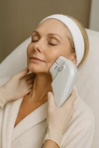 Woman receiving HIFU non surgical facelift treatment Walthamstow